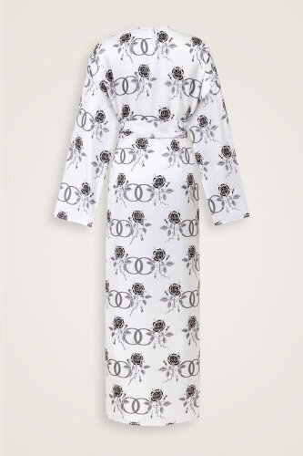 Love Pattern White Silk Dress - 3