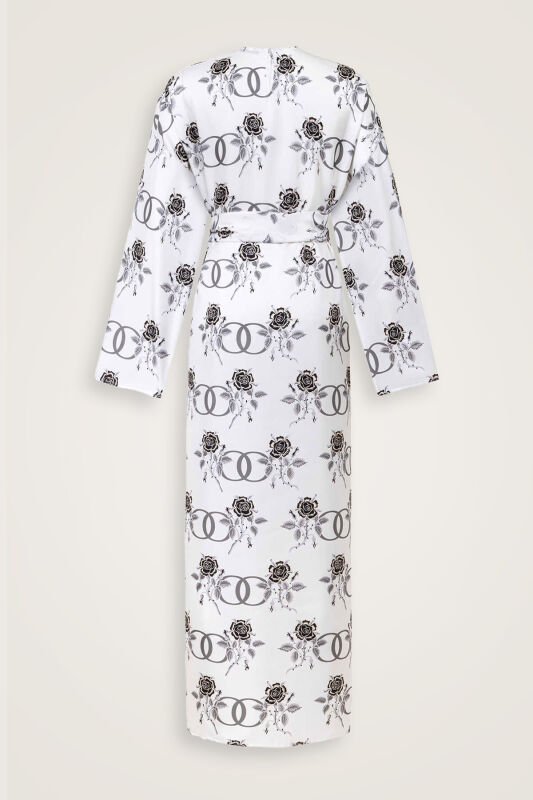 Love Pattern White Silk Dress - 3