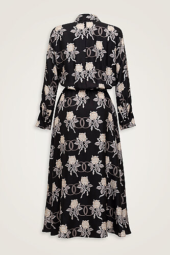 Love Waist Detail Black Silk Twill Dress - Imannoor (4)