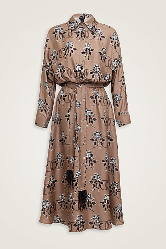 Love Waist Detail Mink Silk Twill Dress - Imannoor (1)