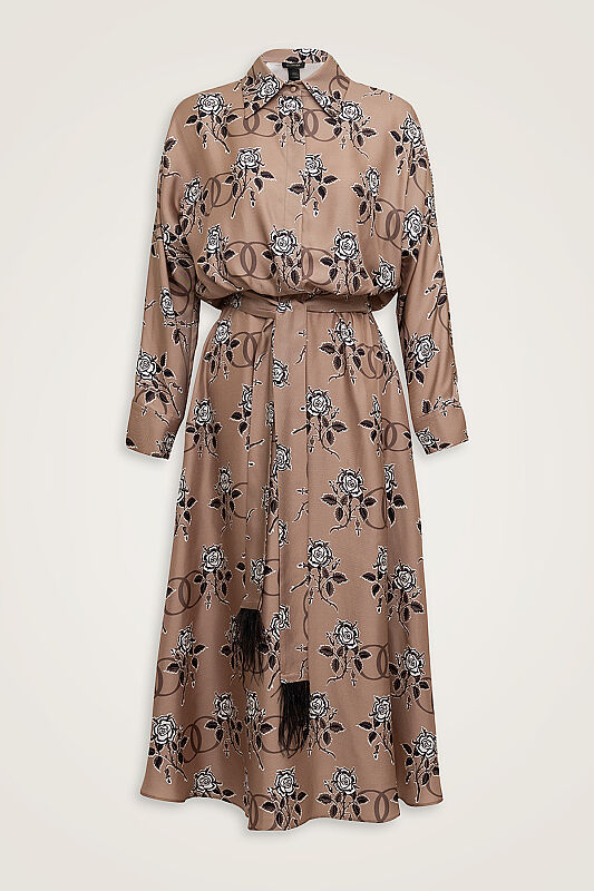 Love Waist Detail Mink Silk Twill Dress - 2