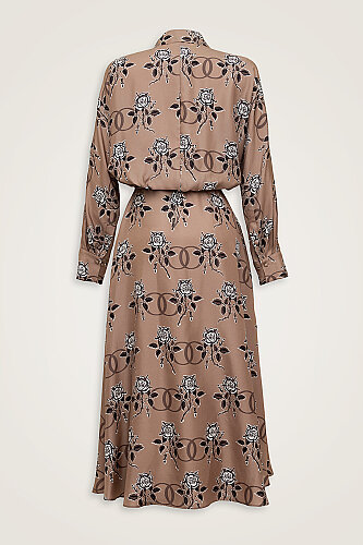 Love Waist Detail Mink Silk Twill Dress - Imannoor (4)