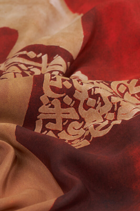 Lover's Knot Silk Shawl Red - 3