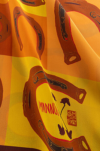 Luna Beige-Tan Crepe Silk Scarf - 4