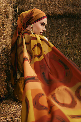 Luna Beige-Tan Crepe Silk Scarf 