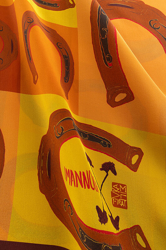 Luna Beige-Tan Crepe Silk Scarf - 3