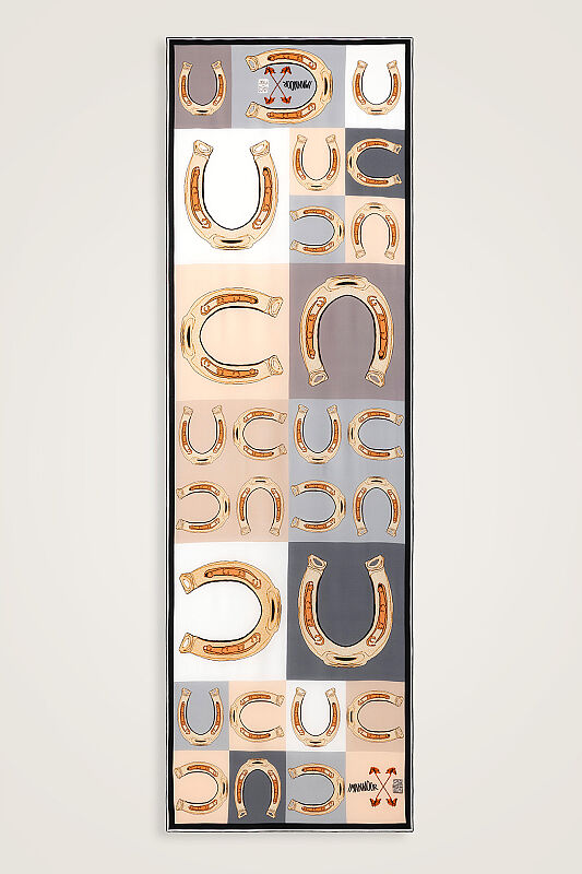 Luna Grey-Beige Crepe Silk Scarf - 1