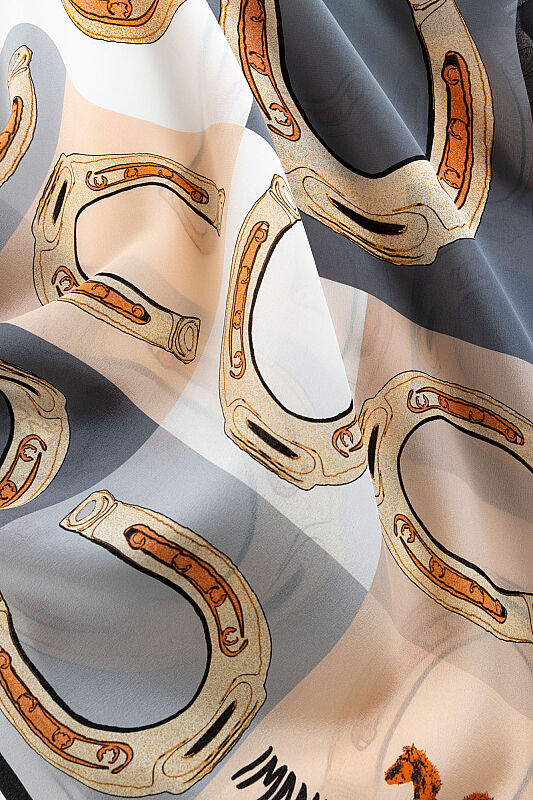 Luna Grey-Beige Crepe Silk Scarf - 3