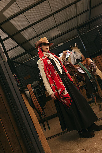 Luna Kırmızı Krep İpek Şal 70x210 - Imannoor (2)