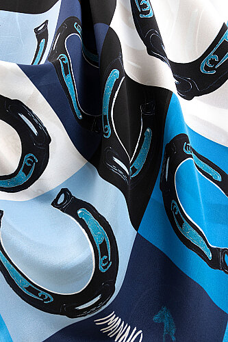 Luna Navy Crepe Silk Scarf - 3