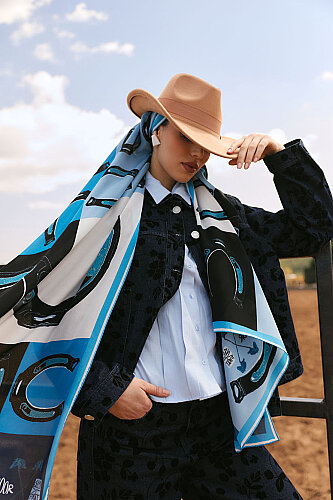 Luna Navy Crepe Silk Scarf - 2