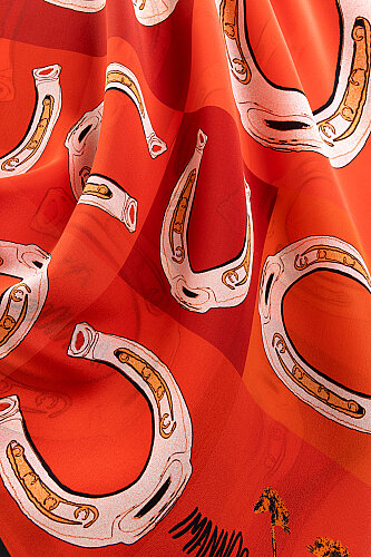 Luna Red Crepe Silk Scarf - 4