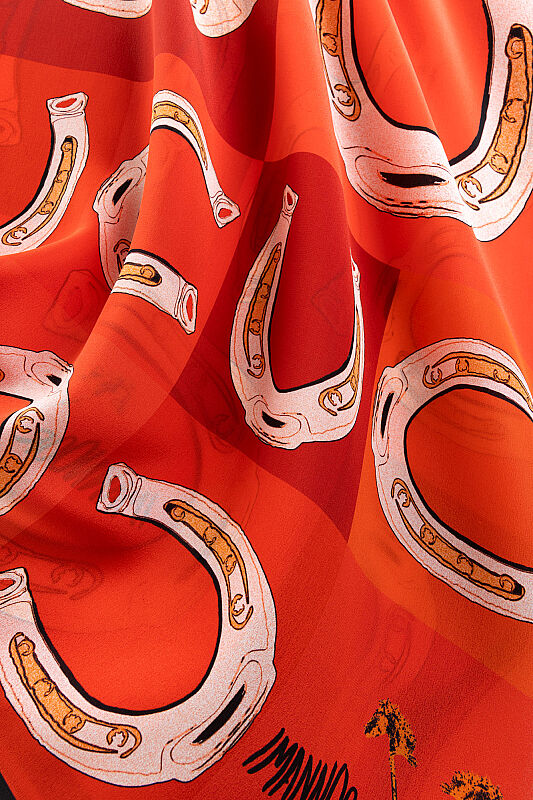 Luna Red Crepe Silk Scarf - 3