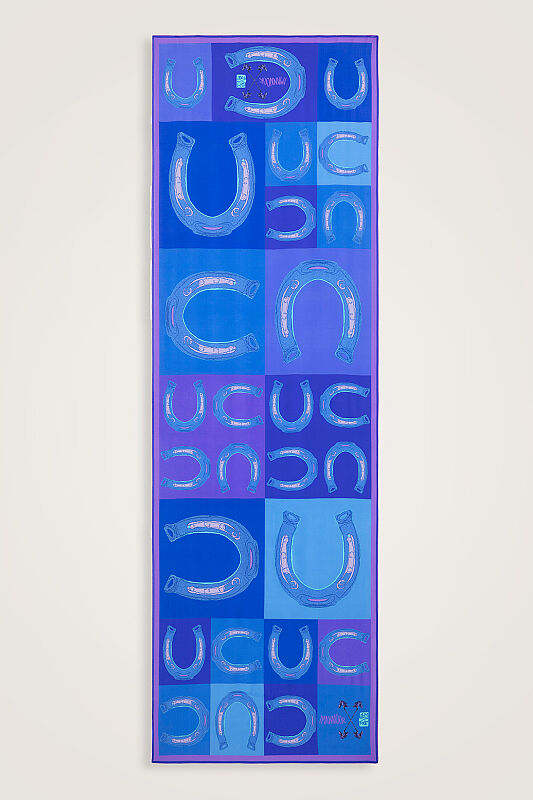 Luna Turkuaz-Mavi Krep İpek Şal 70x210 - 1