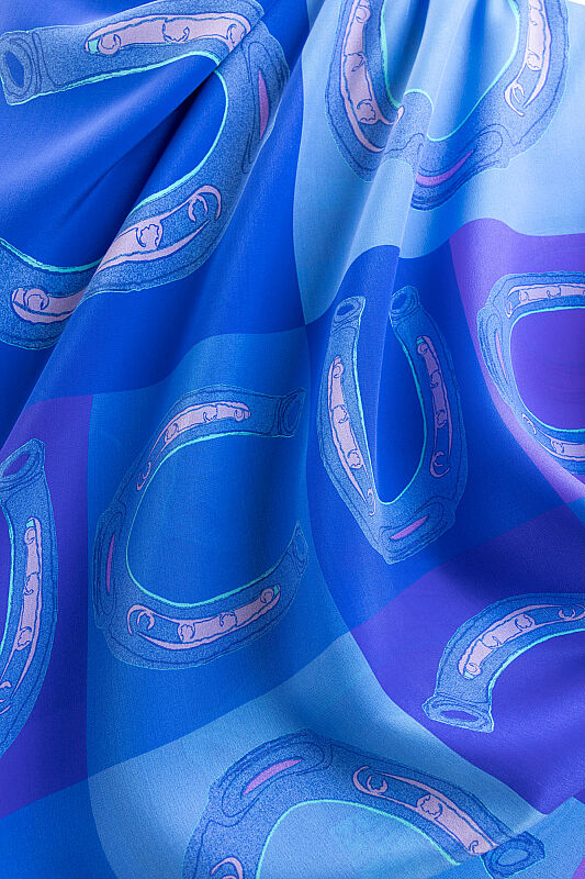Luna Turquoise-Blue Crepe Silk Scarf - 2