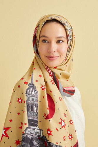 Maiden Tower Flosh Viscose Shawl Beige - 5