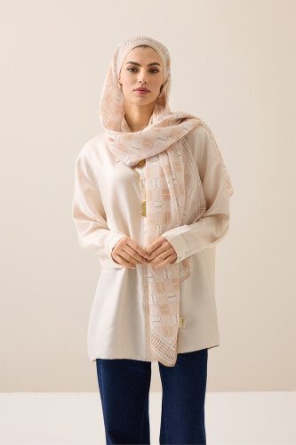 Marka İ Bej Pamuk Floş Şal 70x210 - 5