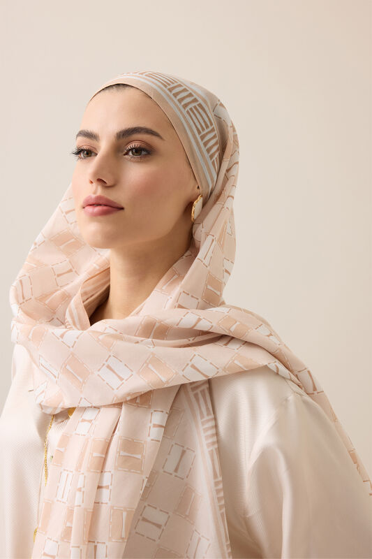 Marka İ Bej Pamuk Floş Şal 70x210 - 1