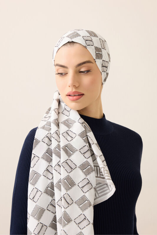 Marka İ Gri Pamuk Floş Şal 70x210 - 6