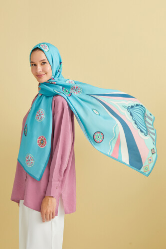 Marquee Flosh Vsicose Shawl Turquoise - 1