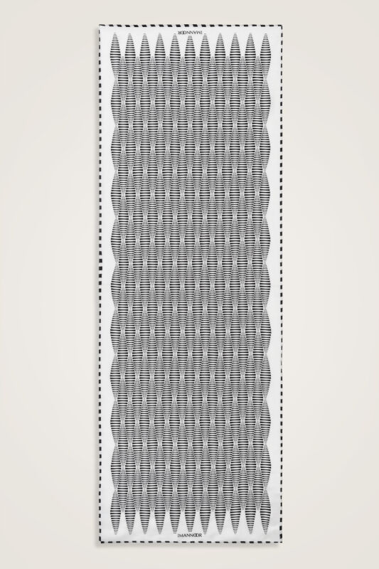 Mekik Siyah-Beyaz Pamuk Floş Şal 70x210 - 2