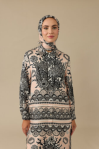 Mercan Bahçesi Gri Tivil İpek Eşarp 90x90 - Imannoor (3)
