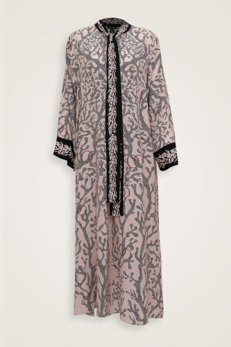 Mercan Boyundan Bağlamalı Pudra Krep İpek Elbise - Imannoor (2)