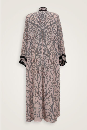 Mercan Boyundan Bağlamalı Pudra Krep İpek Elbise - Imannoor (4)