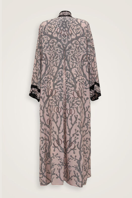 Mercan Boyundan Bağlamalı Pudra Krep İpek Elbise - 4