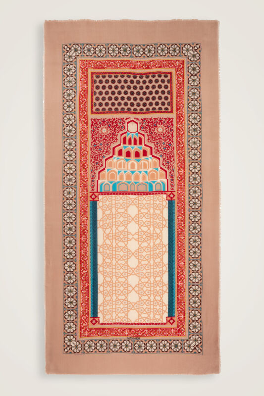Mihrab Bej Yün İpek Şal 100x200 - 1