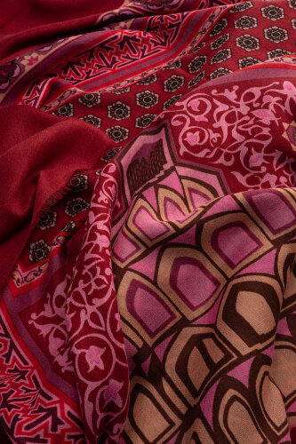 Mihrab Bordo Yün İpek Şal 100x200 - Imannoor (2)