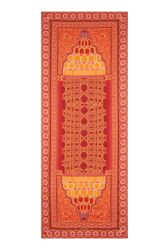 Mihrab Orange Cotton Silk Shawl - 1