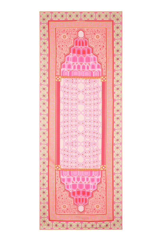 Mihrab Pembe Pamuk İpek Şal 80x210 - 1