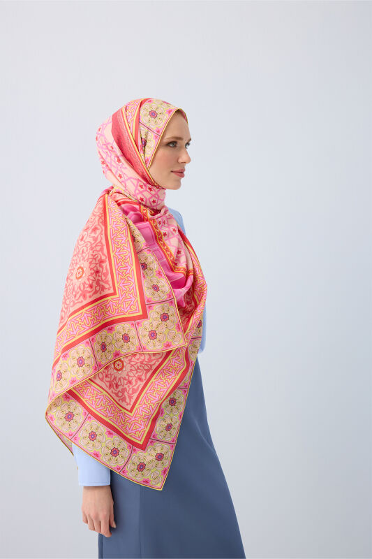 Mihrab Pink Cotton Silk Shawl - 5