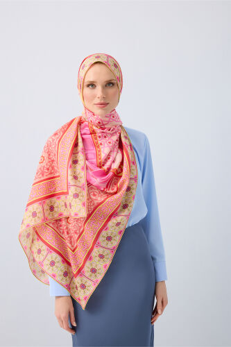 Mihrab Pink Cotton Silk Shawl - 1