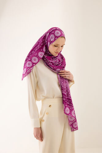 Mihrab Purple Cotton Silk Shawl - 7