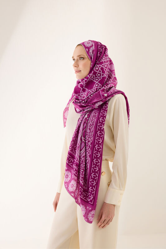 Mihrab Purple Cotton Silk Shawl - 5