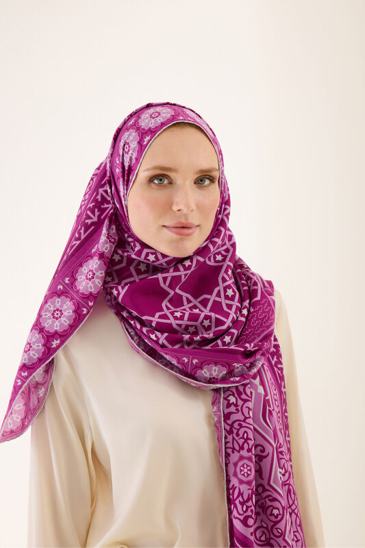 Mihrab Purple Cotton Silk Shawl - 3