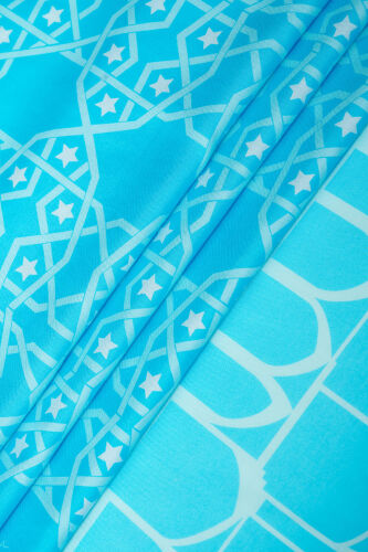 Mihrab Turquoise Cotton Silk Shawl - 3