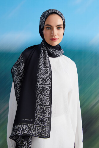 Mini Mosaic Silk Shawl Black - 5