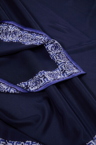 Mini Mosaic Silk Shawl Navy - 2