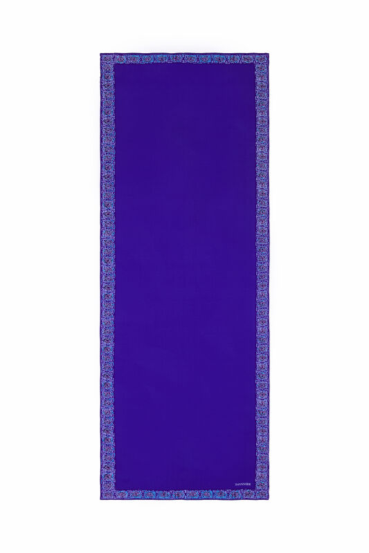Mini Mozaik Mavi Krep İpek Şal 80x210 - 2