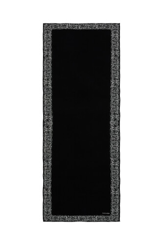 Mini Mozaik Siyah Krep İpek Şal 80x210 - 2