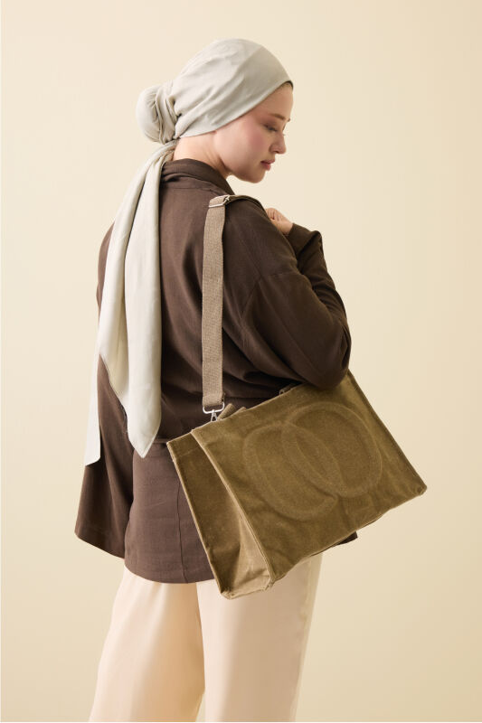 Minimal Noor Camel Kanvas Çanta - 5