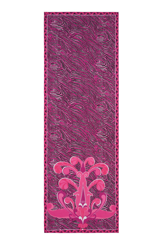 Mızrak Pembe Krep İpek Kaftan Şalı 80x210 - 1