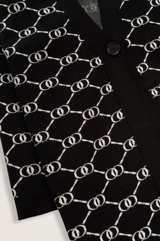 Monogram Black Knit Cardigan - 2
