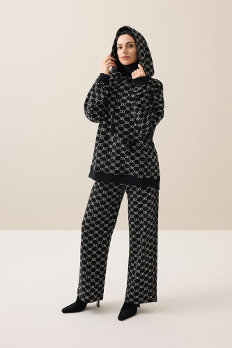 Monogram Black Knit Sweatpants - Imannoor (1)