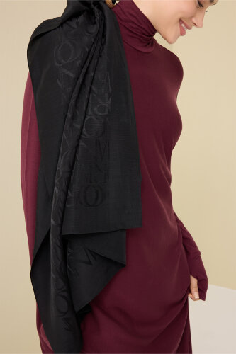 Monogram Black Shiny Jacquard Shawl - 3