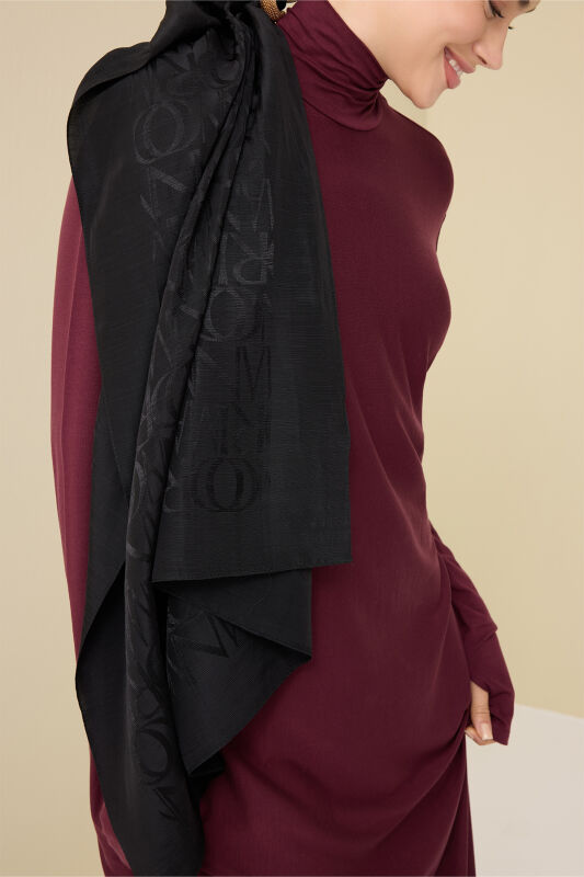 Monogram Black Shiny Jacquard Shawl - 3