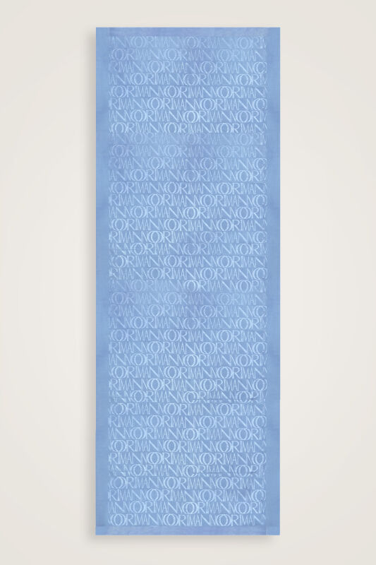 Monogram Blue Shiny Jacquard Shawl - 1